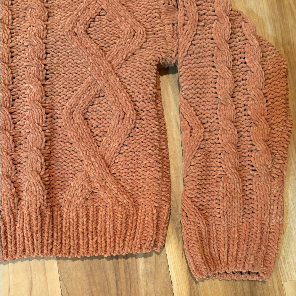 Altar'd State, Rust Orange Cable Knit Sweater, Cropped, Crew Neck, Size M - Picture 6 of 9